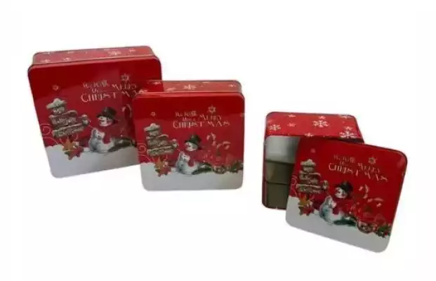 Жестяные новогодние коробки с крышками (набор 3 шт)